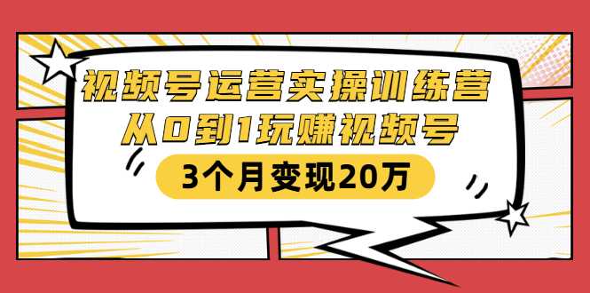 视频号运营实操训练营：从0到1玩赚视频号，3个月变现20万-职场创业讲堂