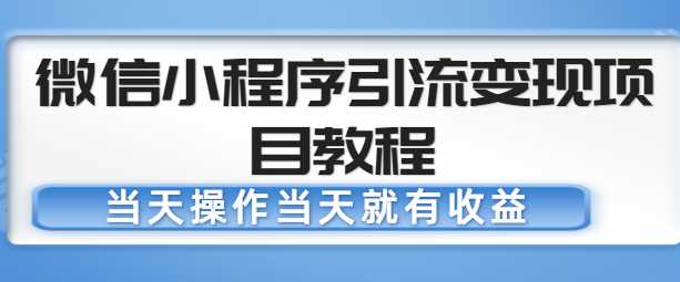 图片[1]-微信小程序引流变现项目教程，当天操作当天就有收益，变现不再是难事-职场创业讲堂